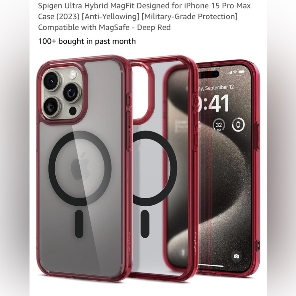 Spigen Ultra Hybrid MagFit Designed - iPhone 15 Pro Case - Deep Red